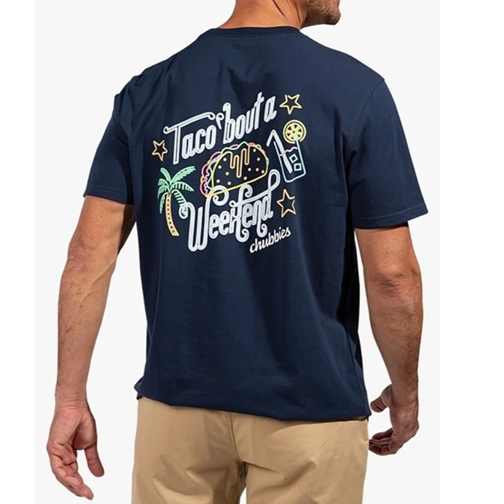 Chubbies Men’s Taco Graphic Tee with Front Pocket Size Large